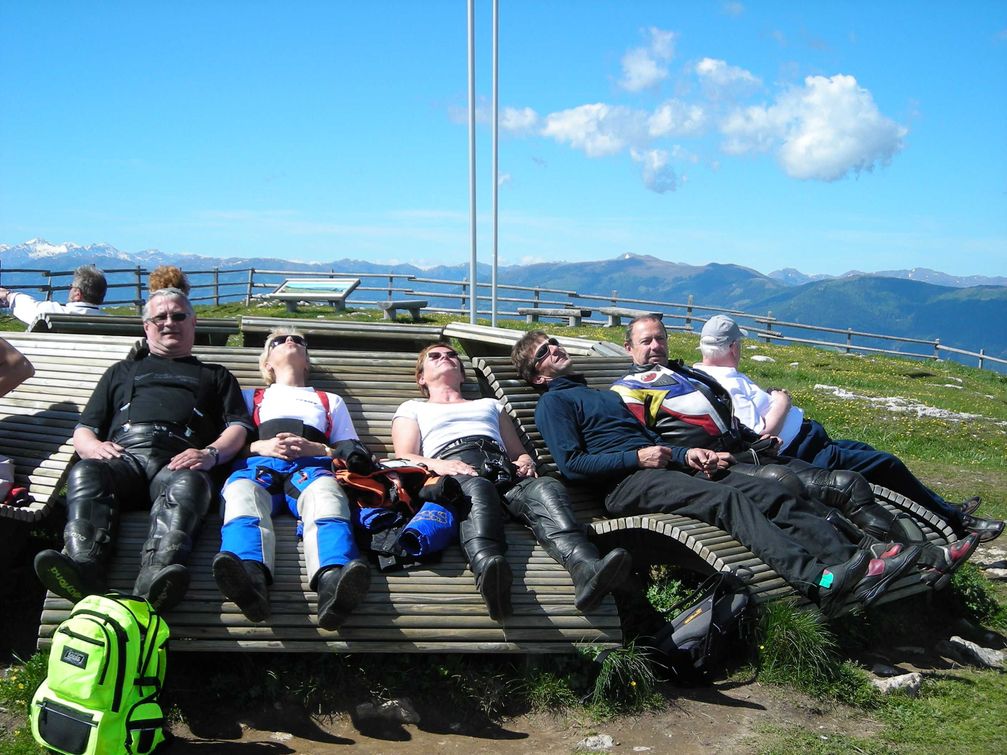 Motorrad, Motorradwoche, Pause, Berggasthof Pension Lahnerhof, Obergail, Kärnten, Lesachtal